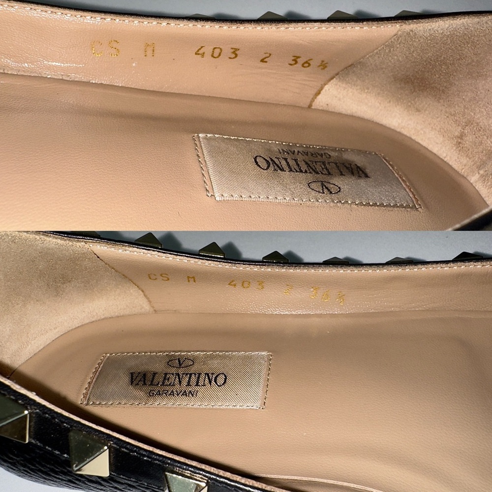 ✨Auth VALENTINO GARAVANI Rockstud Pebbled Leather Pointed Ballerina Flats 36.5 - Picture 12 of 16